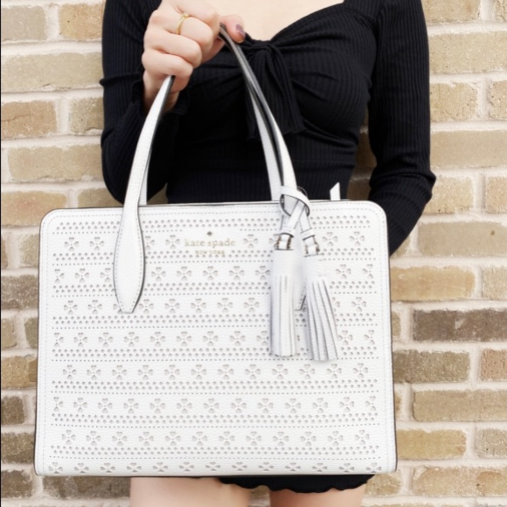 Kate Spade perforated Spring White Satchel NWT - Picture 8 of 9